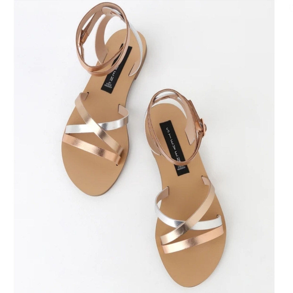 Pretty Steven Steve Madden Metallic Leather Sandal - Picture 3 of 7